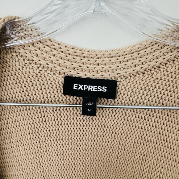 Express Brown Knit Low Neck Cropped Pullover Sweater Women’s Size M - Picture 2 of 7